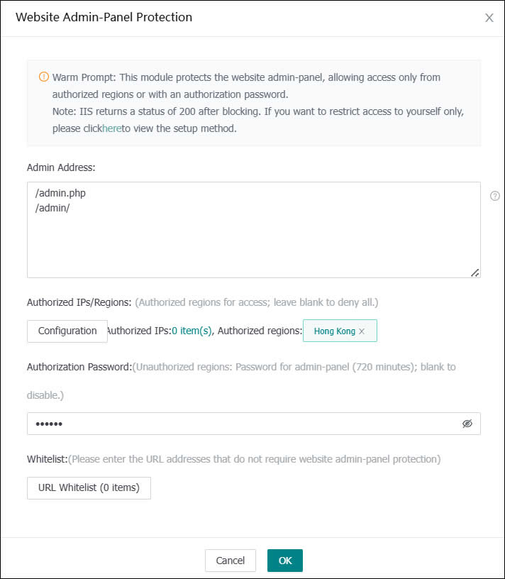 Website Backend Protection Module