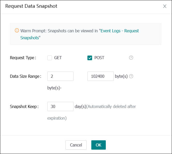 Website log snapshot